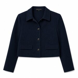 Amanda + Chelsea Navy Blue Textured Cropped Blazer Jacket Womens Medium NWT
